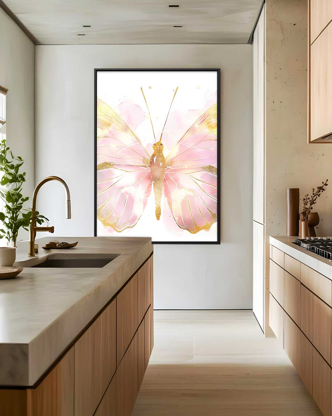 Magische Vlinder in Pastel Kunstwerk-canvas-dibond-plexiglas-wanddecoratie-WallArtistic