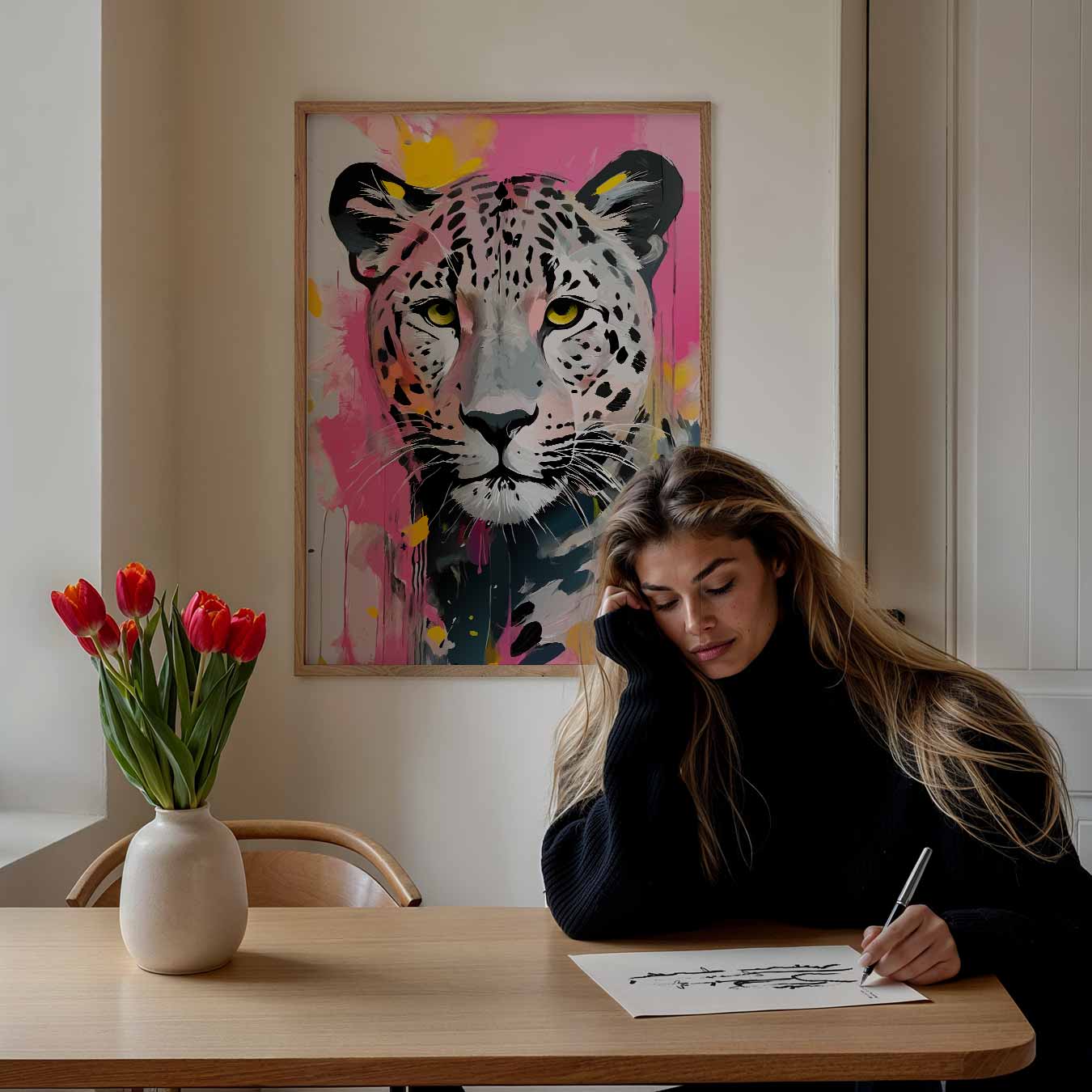 Dromerige Luipaard Kunstprint Poster-WallArtistic