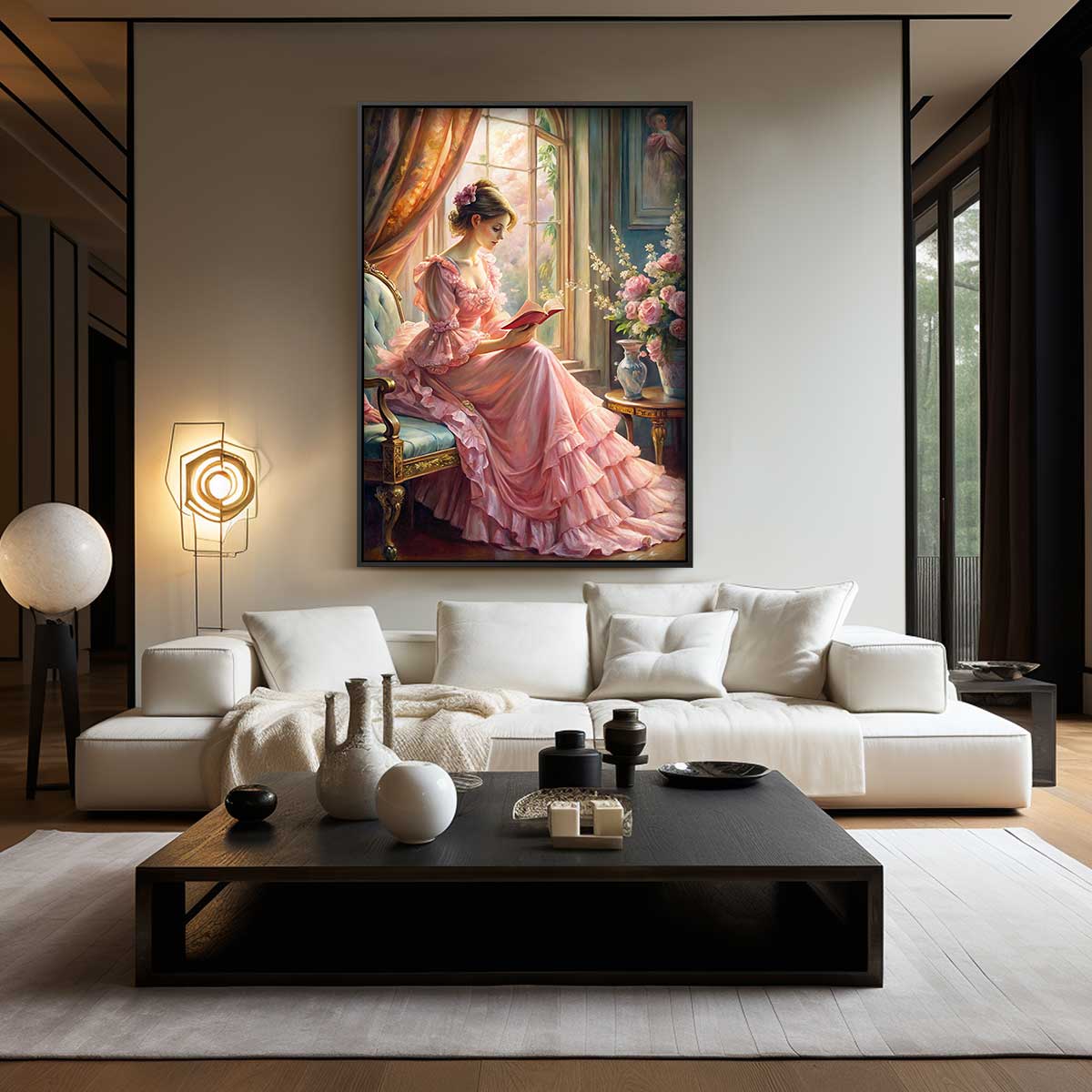 Romantische Lezer bij het Raam Kunstwerk-canvas-dibond-plexiglas-wanddecoratie-WallArtistic