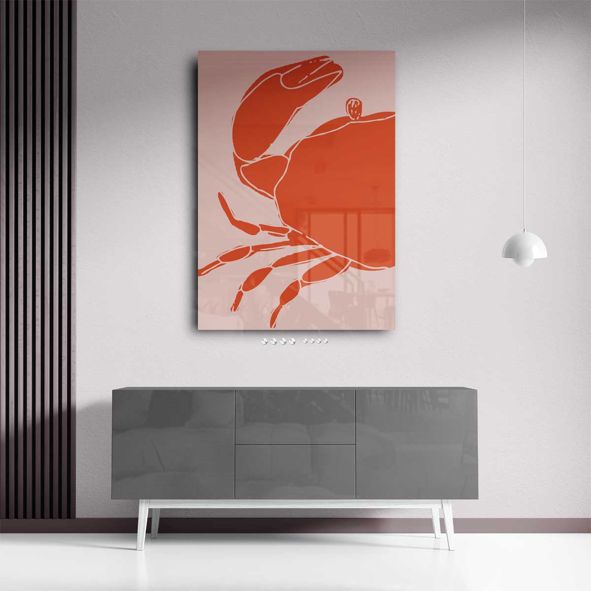 Moderne Krabsilhouet Kunstwerk-canvas-dibond-plexiglas-wanddecoratie-WallArtistic