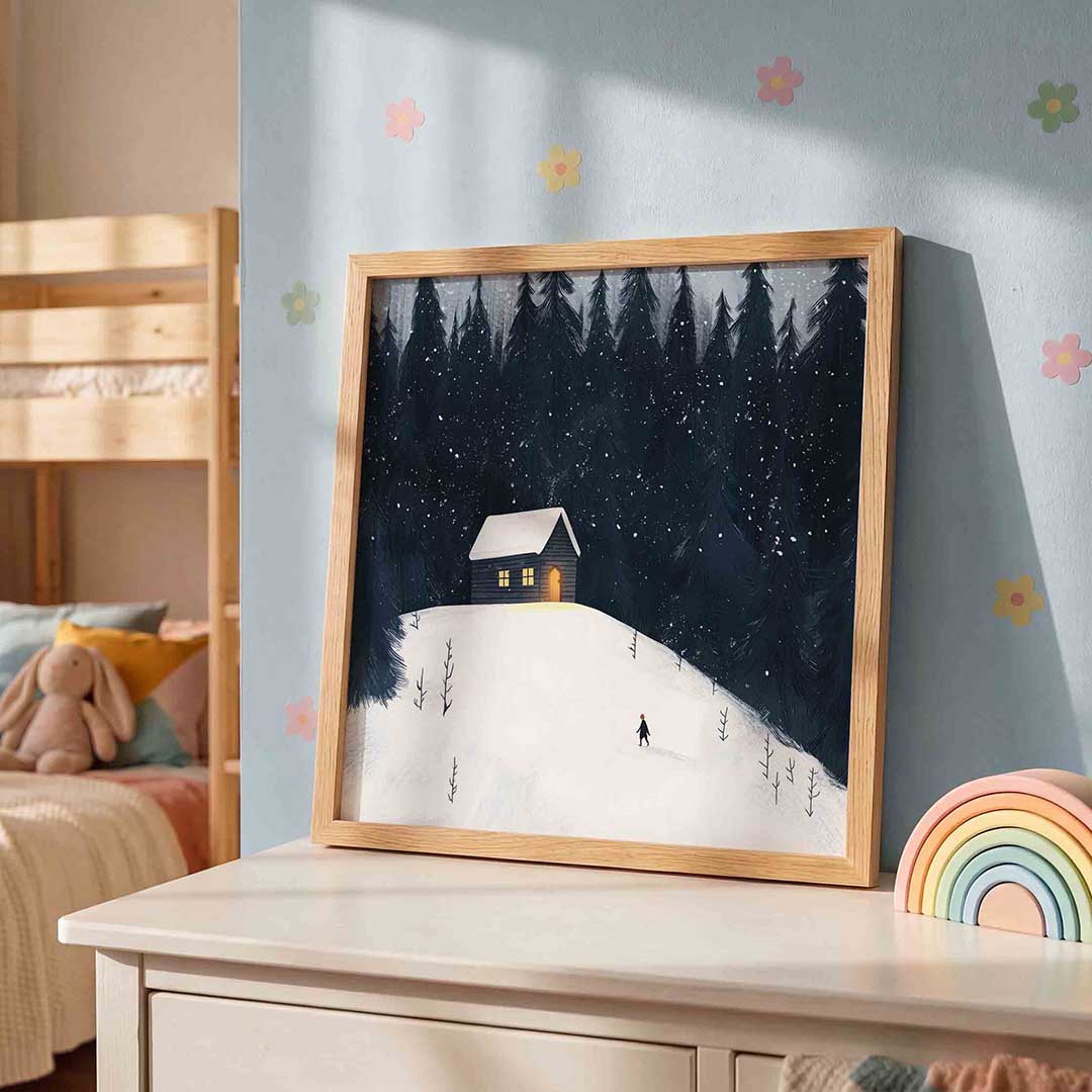 Sneeuwlandschap met huis Poster