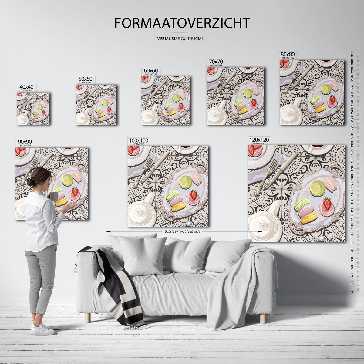 Macarons en aardbei Poster