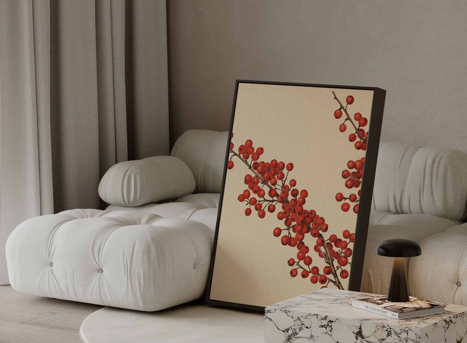 Winterse Bessenpracht Kunstwerk-canvas-dibond-plexiglas-wanddecoratie-WallArtistic