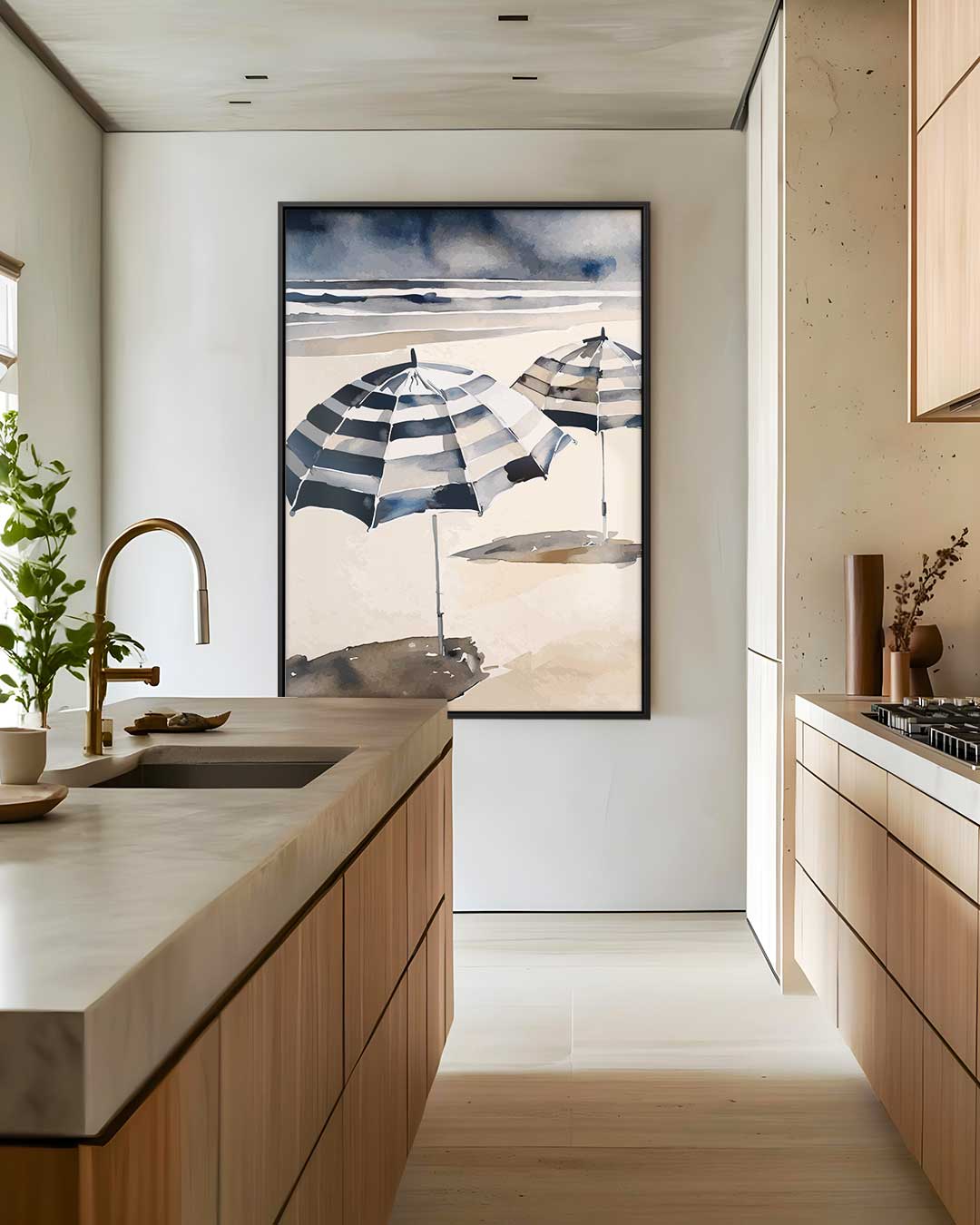 Strandparaplu Paradijs Kunstwerk-canvas-dibond-plexiglas-wanddecoratie-WallArtistic