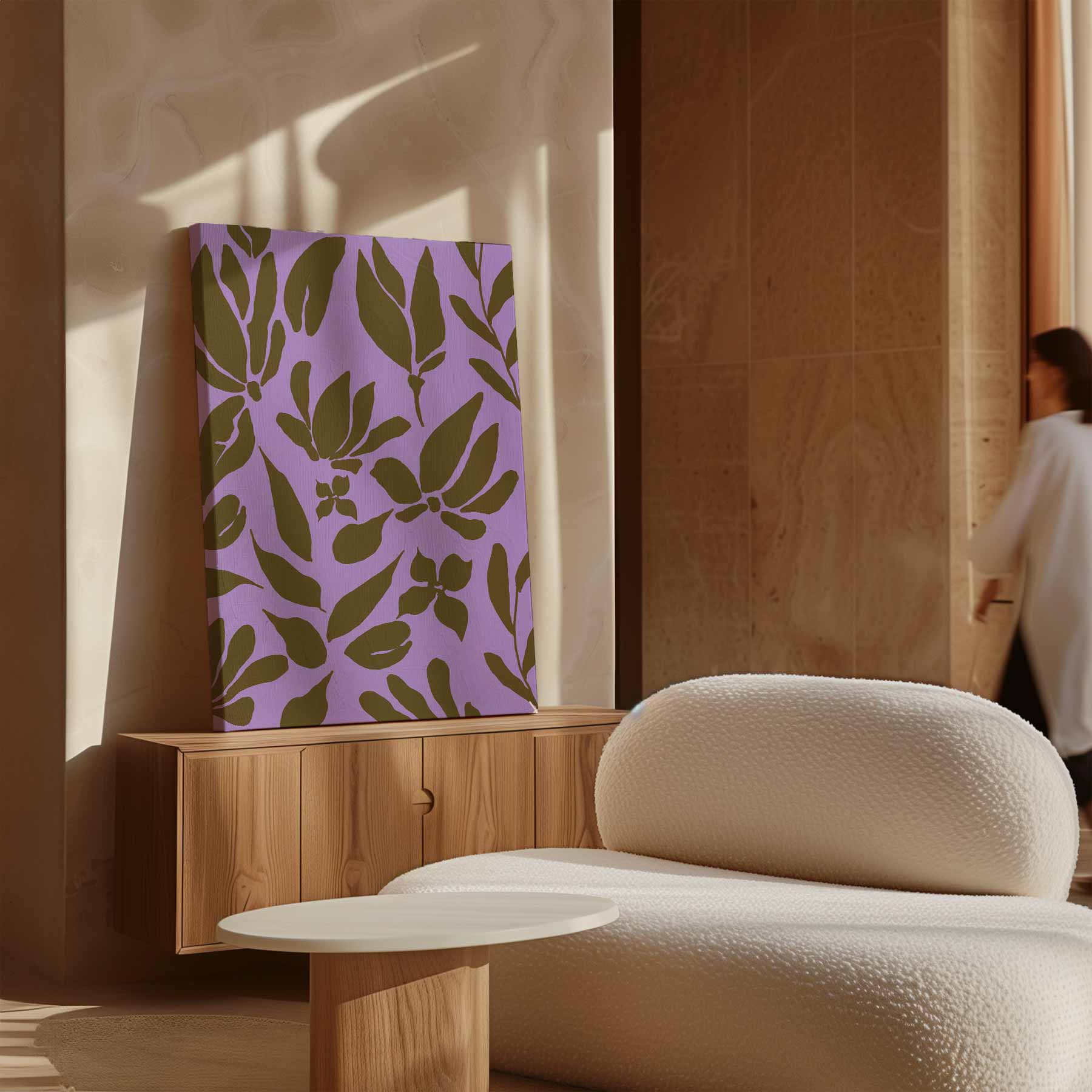 Bloemendans in Bruin en Lavendel Kunstwerk-canvas-dibond-plexiglas-wanddecoratie-WallArtistic