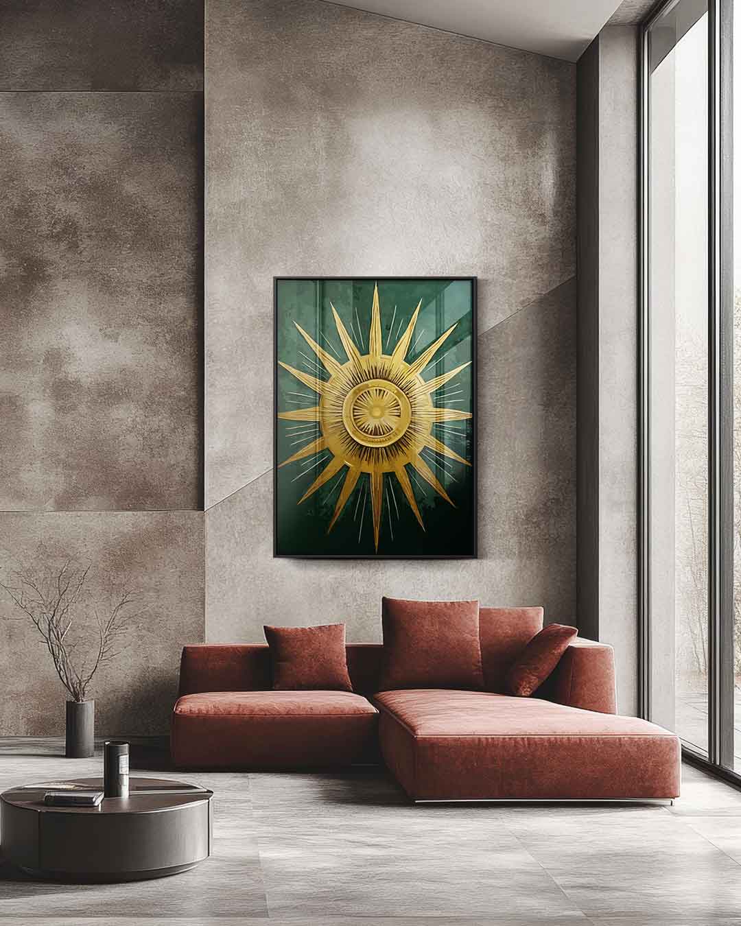 Stralende Zon Metaalprint Kunstwerk-canvas-dibond-plexiglas-wanddecoratie-WallArtistic