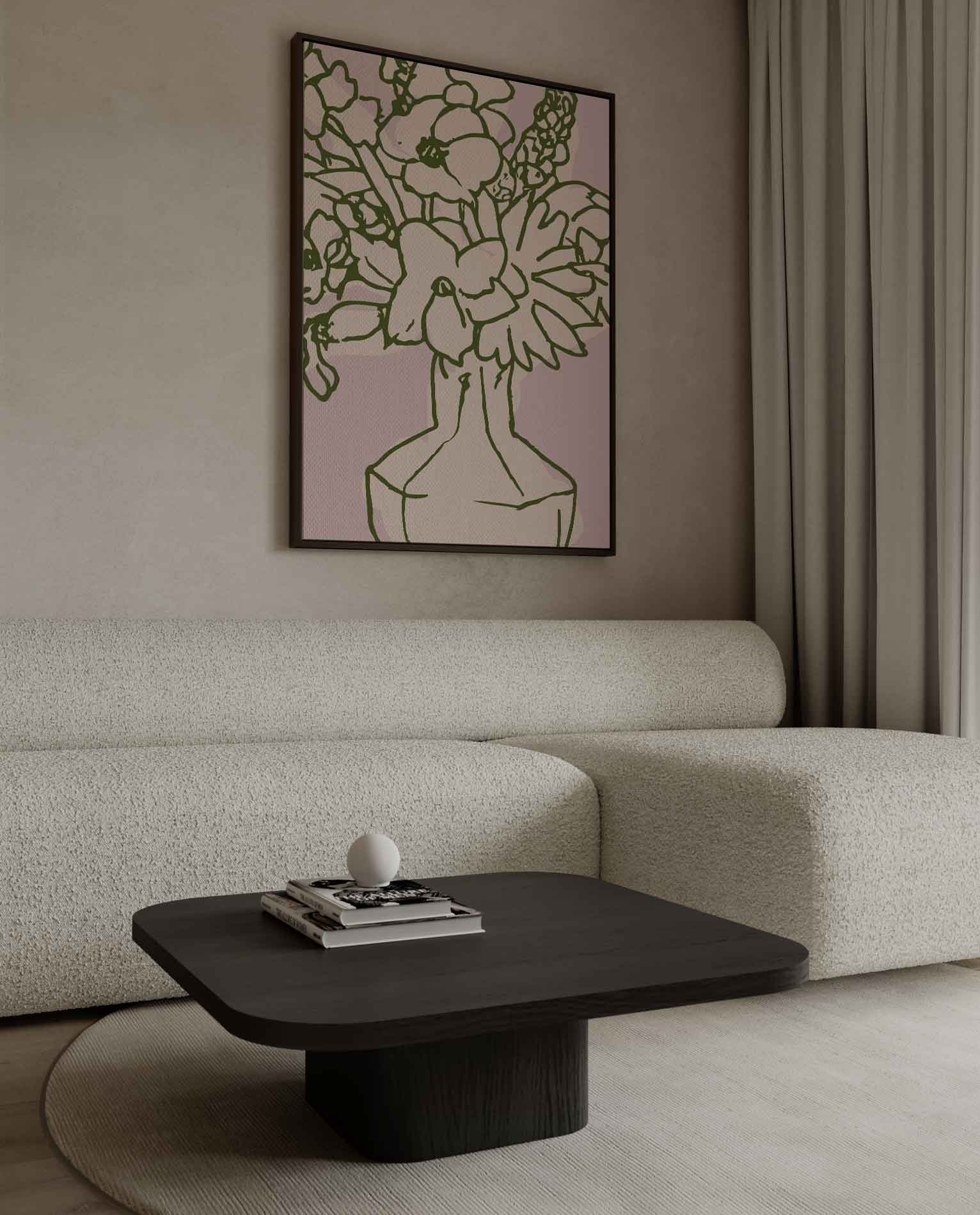 Bloemenpracht in Lijnkunst Kunstwerk-canvas-dibond-plexiglas-wanddecoratie-WallArtistic