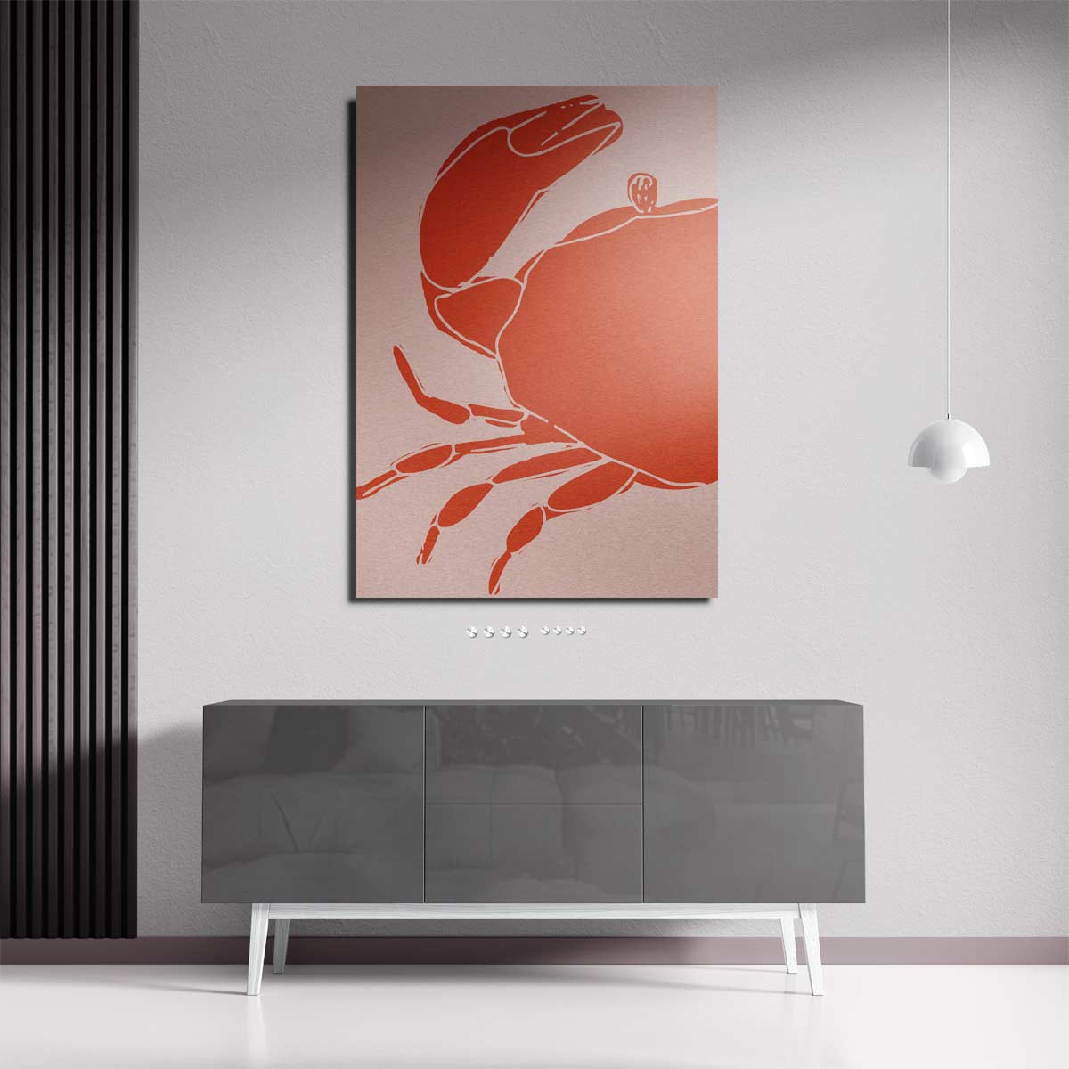 Moderne Krabsilhouet Kunstwerk-canvas-dibond-plexiglas-wanddecoratie-WallArtistic