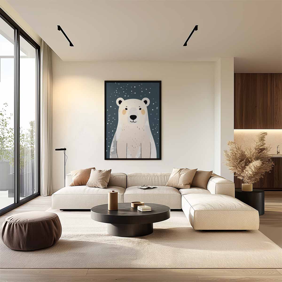 Schattige IJsbeer Illustratie Kunstwerk-canvas-dibond-plexiglas-wanddecoratie-WallArtistic