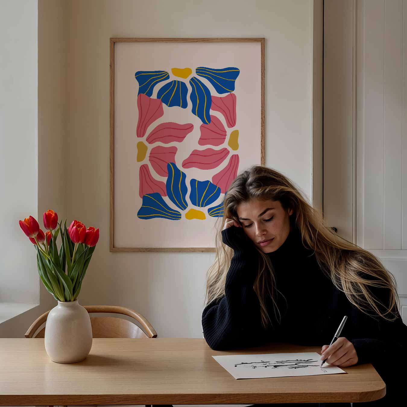 Vrolijke Bloemenabstractie Poster