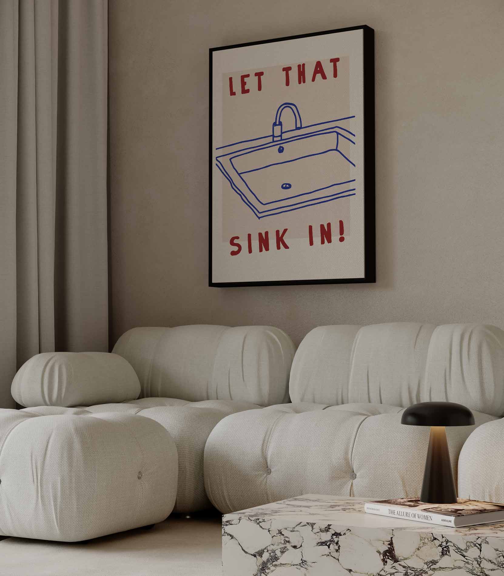 Humoristisch Wasbak Illustratie Kunstwerk-canvas-dibond-plexiglas-wanddecoratie-WallArtistic