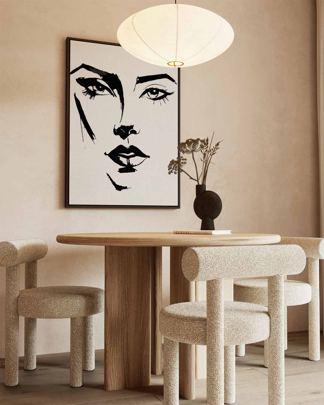 Expressieve Inktportret Kunstwerk-canvas-dibond-plexiglas-wanddecoratie-WallArtistic