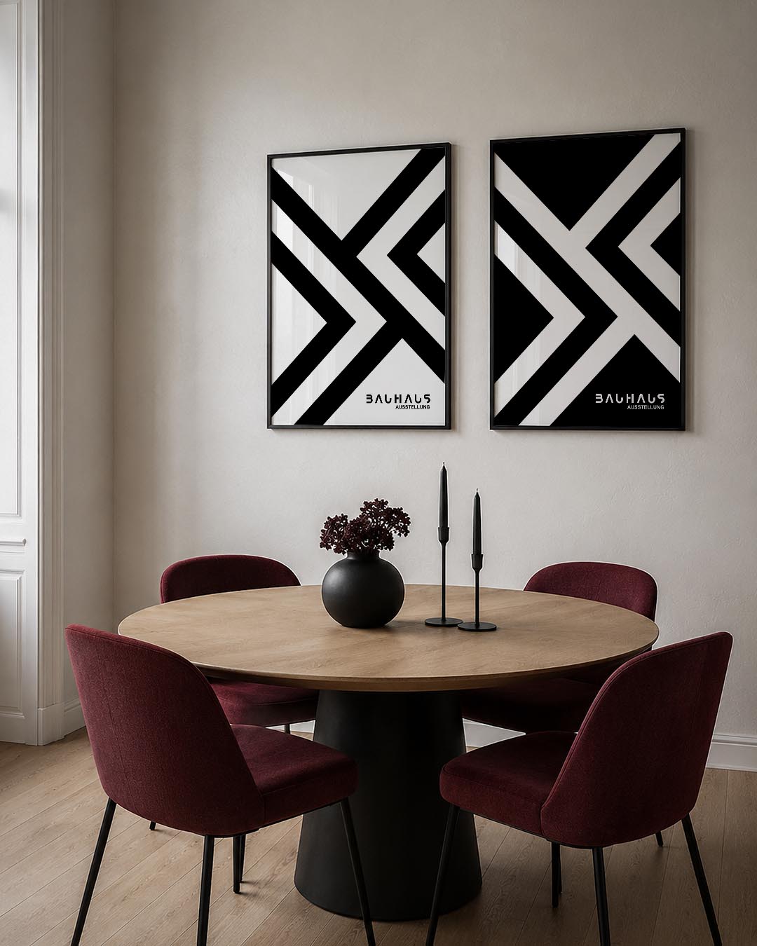 Zwart wit lijnenspel Posterset