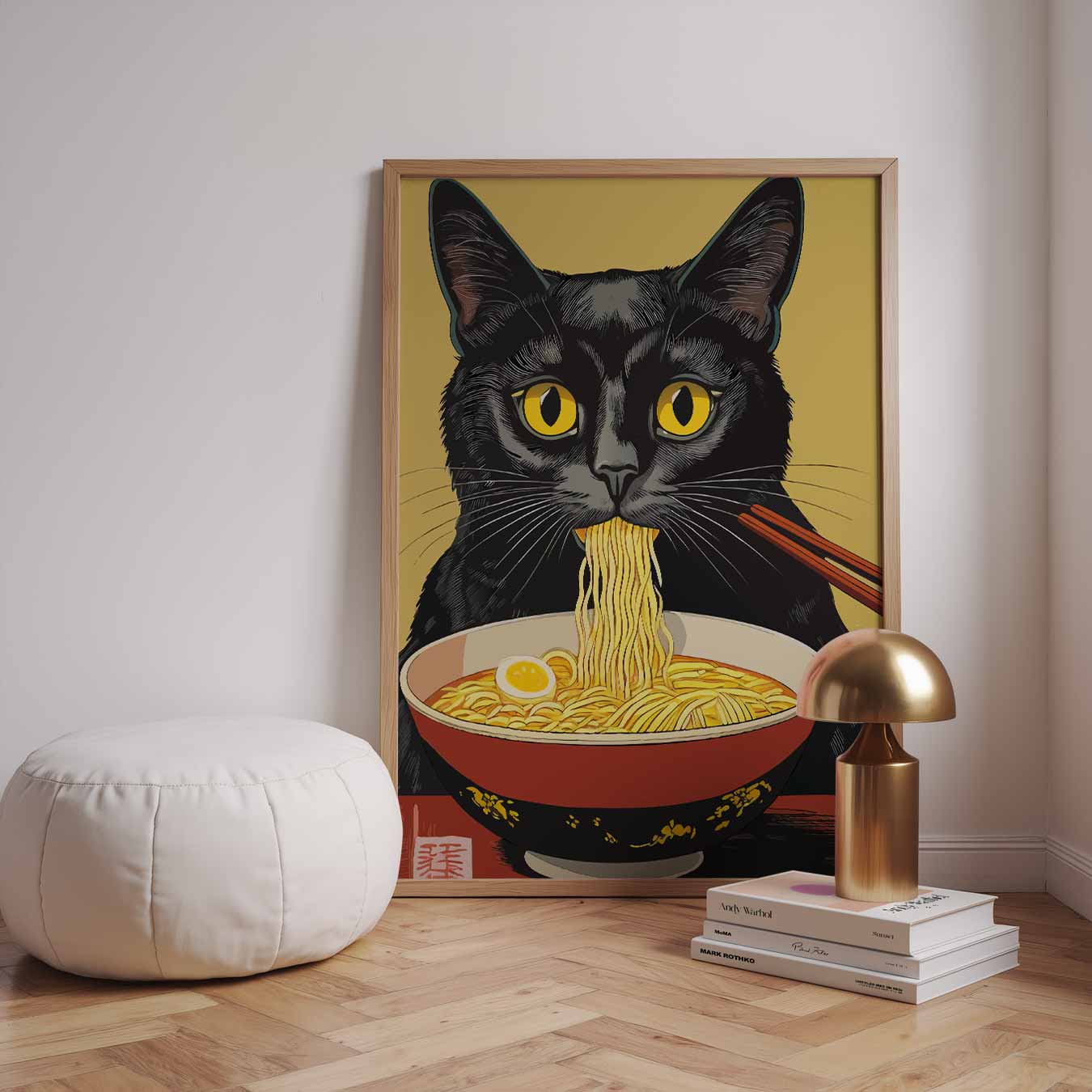 Kat met Ramen Poster-WallArtistic