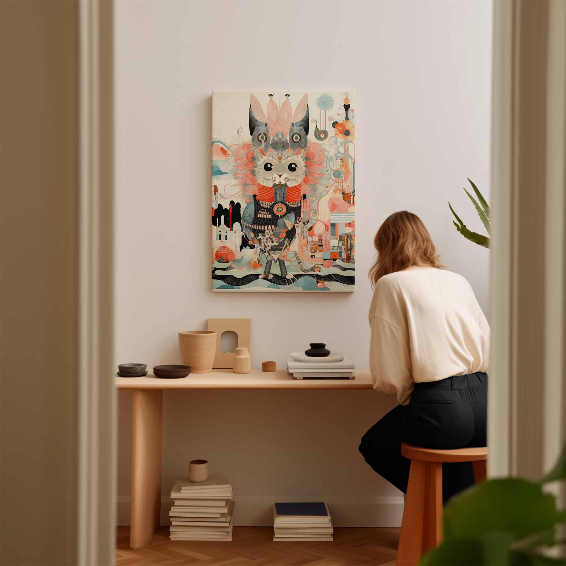 Magische Kat Avontuur Kunstwerk-canvas-dibond-plexiglas-wanddecoratie-WallArtistic