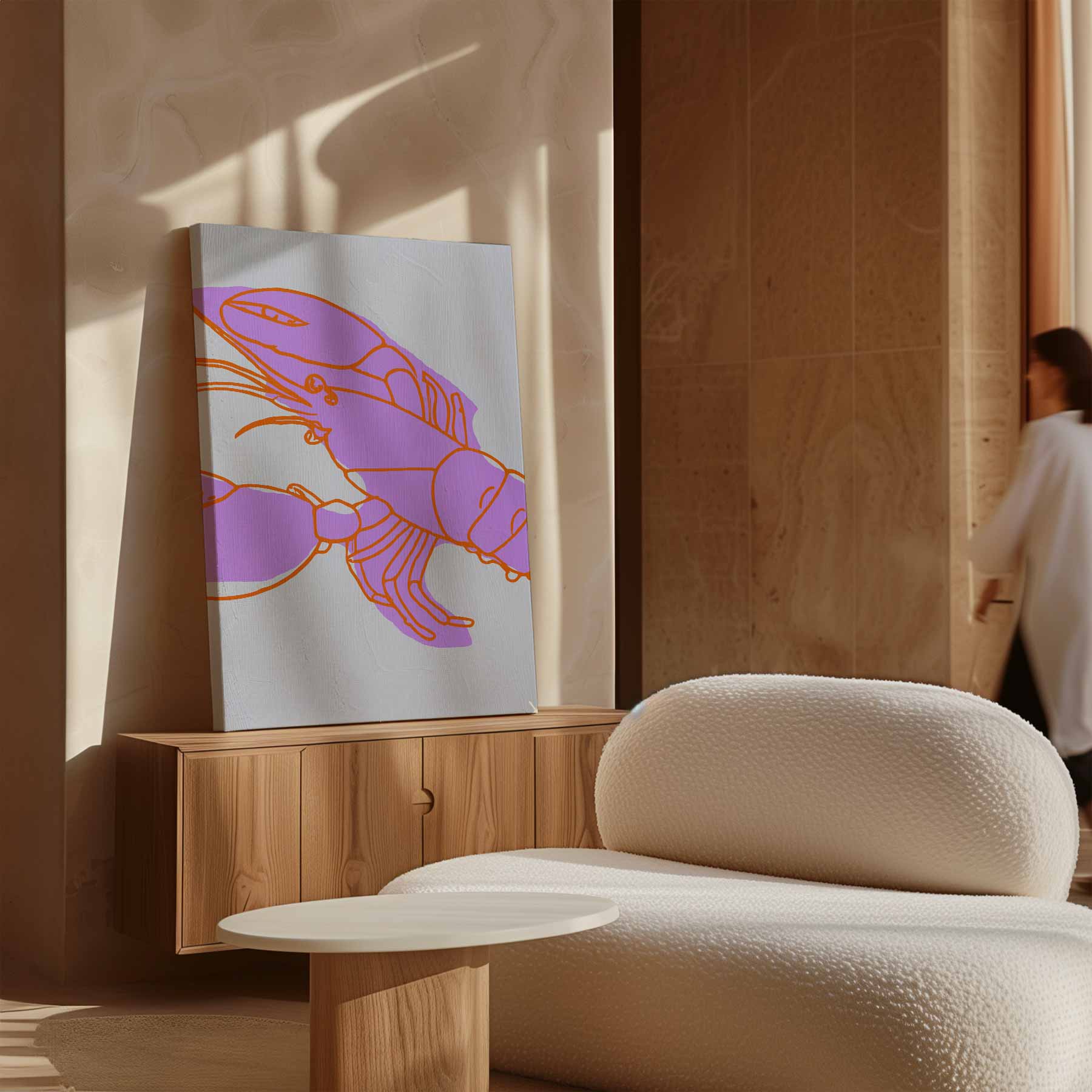 Kleurrijke Kreeft in Abstract Kunstwerk-canvas-dibond-plexiglas-wanddecoratie-WallArtistic