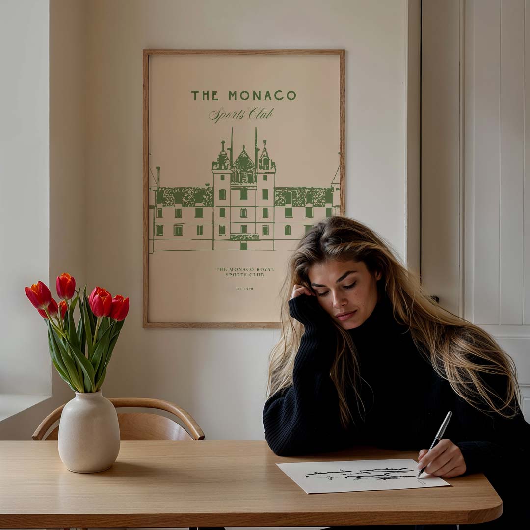 Elegant Monaco Sports Club Poster-WallArtistic
