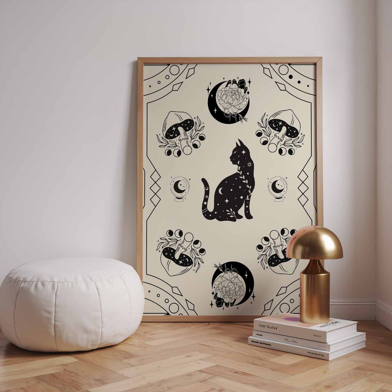 Mystieke Kat & Paddenstoelen Poster