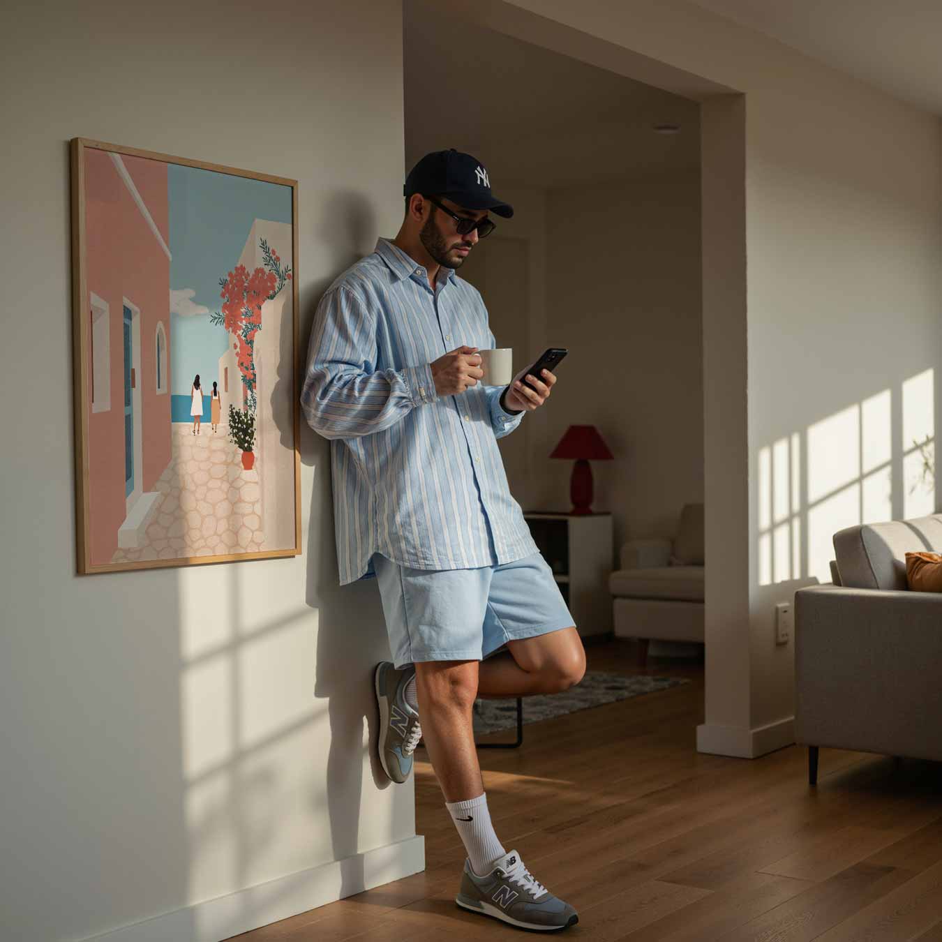 Zomerse Straat in Griekenland Poster-WallArtistic