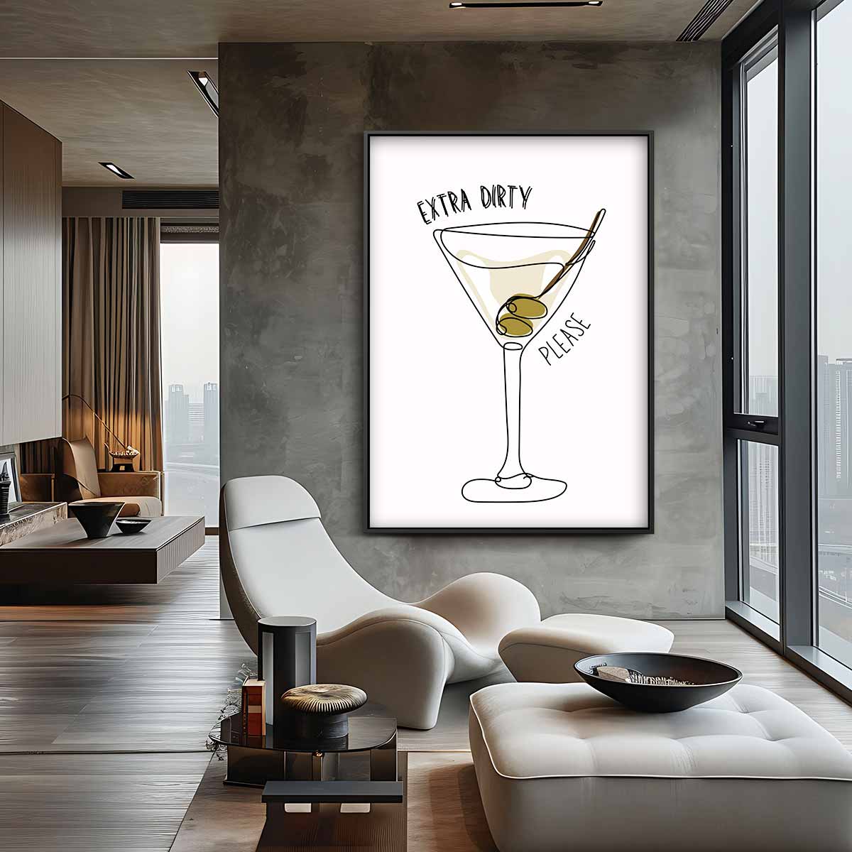 Extra Dirty Martini Illustratie Kunstwerk-canvas-dibond-plexiglas-wanddecoratie-WallArtistic