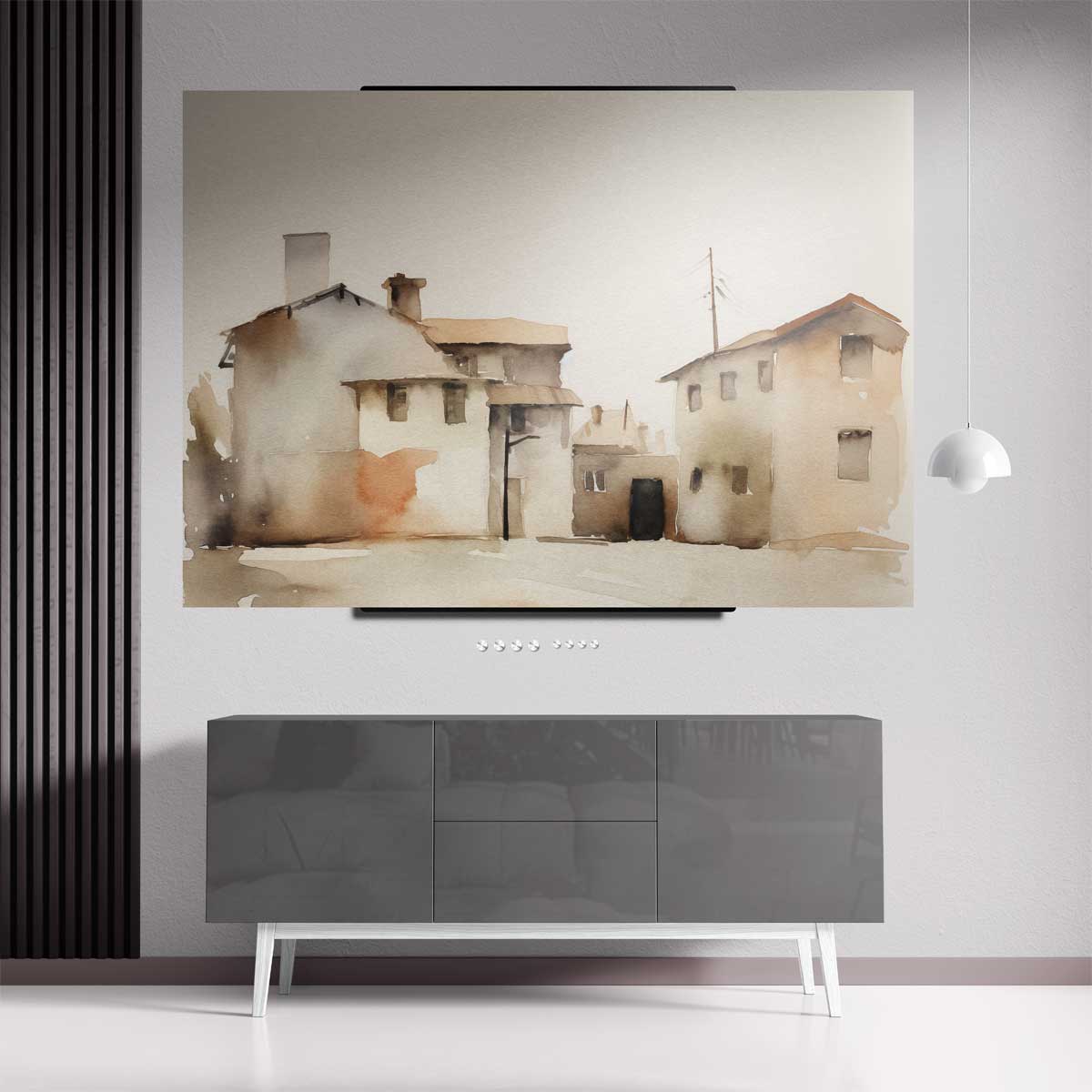 Droomachtige Dorpsgezichten Kunstwerk-canvas-dibond-plexiglas-wanddecoratie-WallArtistic