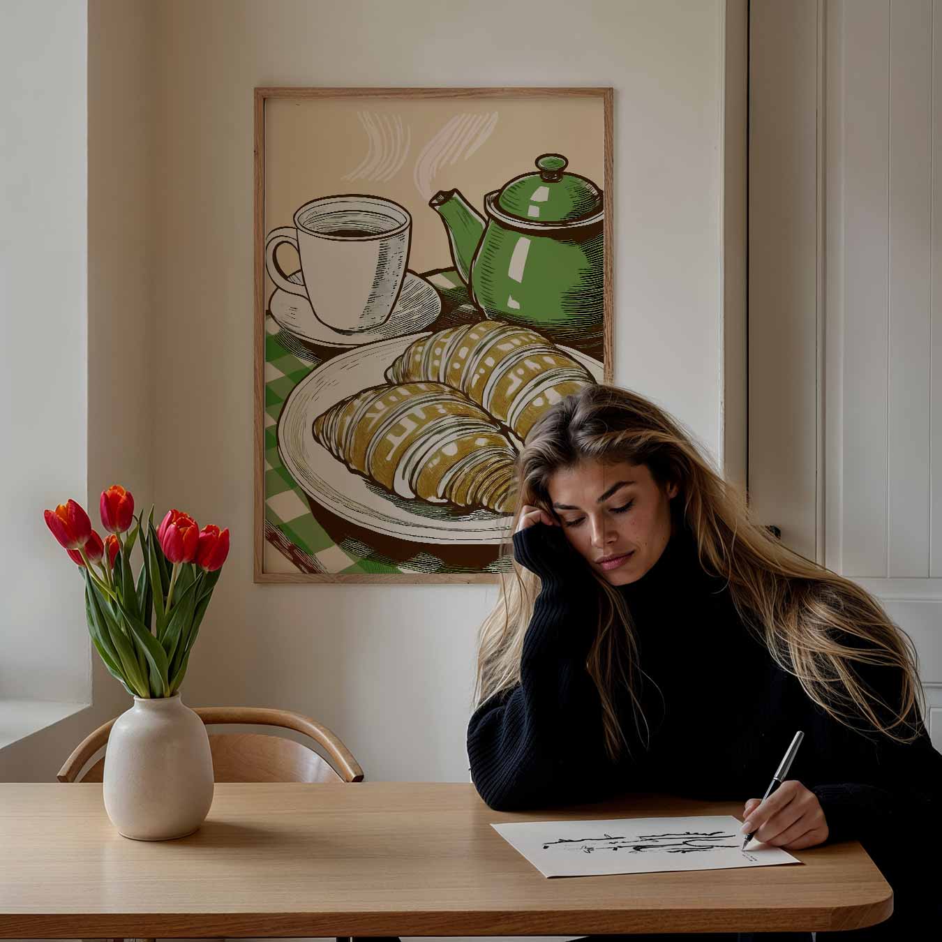 Franse Ontbijtsfeer Poster-WallArtistic