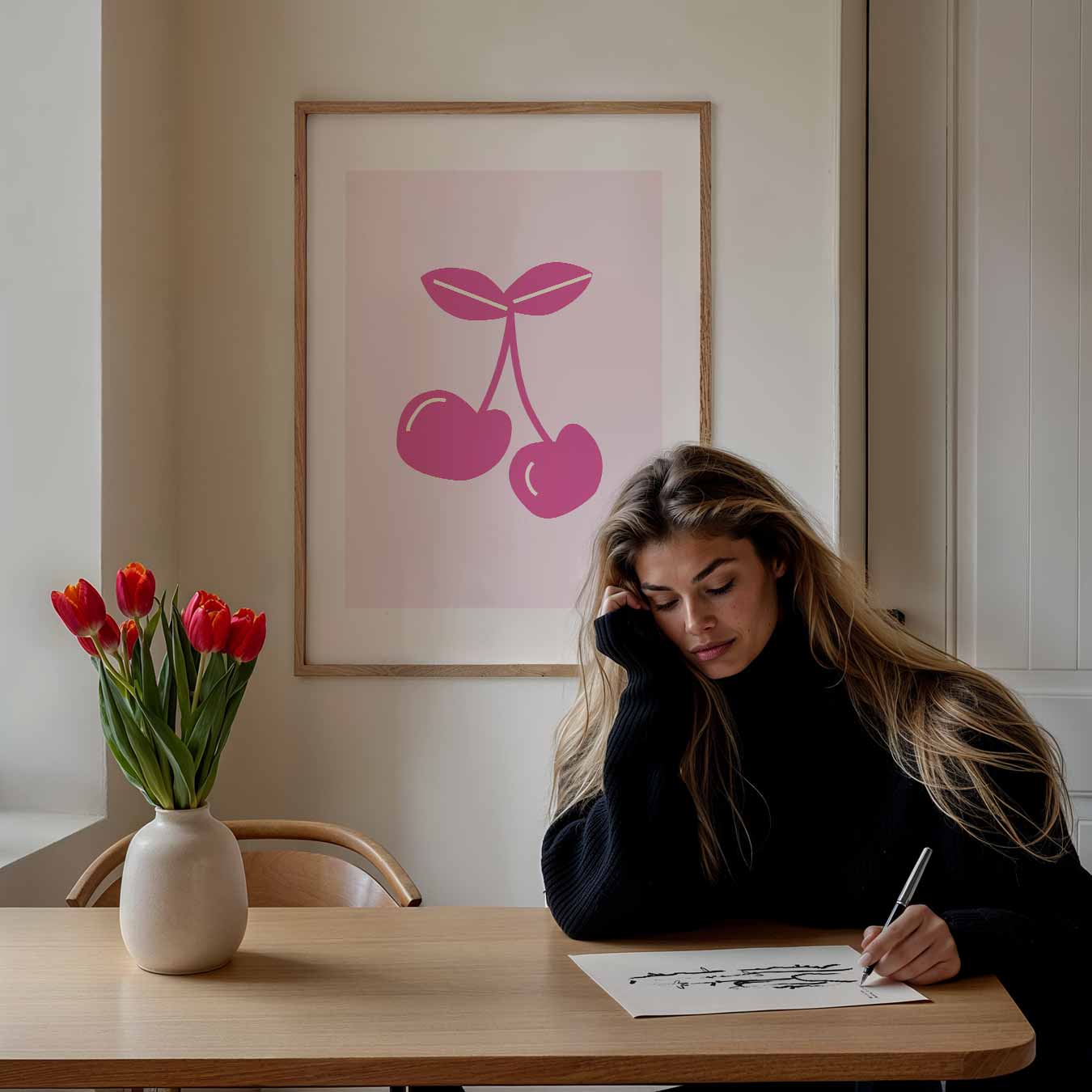 Schattige Kersen Illustratie Poster