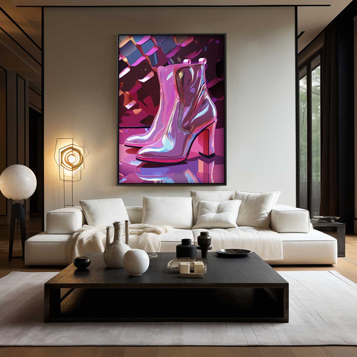 Lichteffecten Glanzende Laarzen Kunstwerk-canvas-dibond-plexiglas-wanddecoratie-WallArtistic