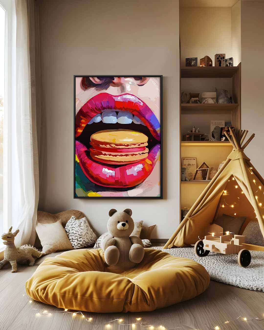 Kleurrijke Macaron Smaakexplosie Kunstwerk-canvas-dibond-plexiglas-wanddecoratie-WallArtistic
