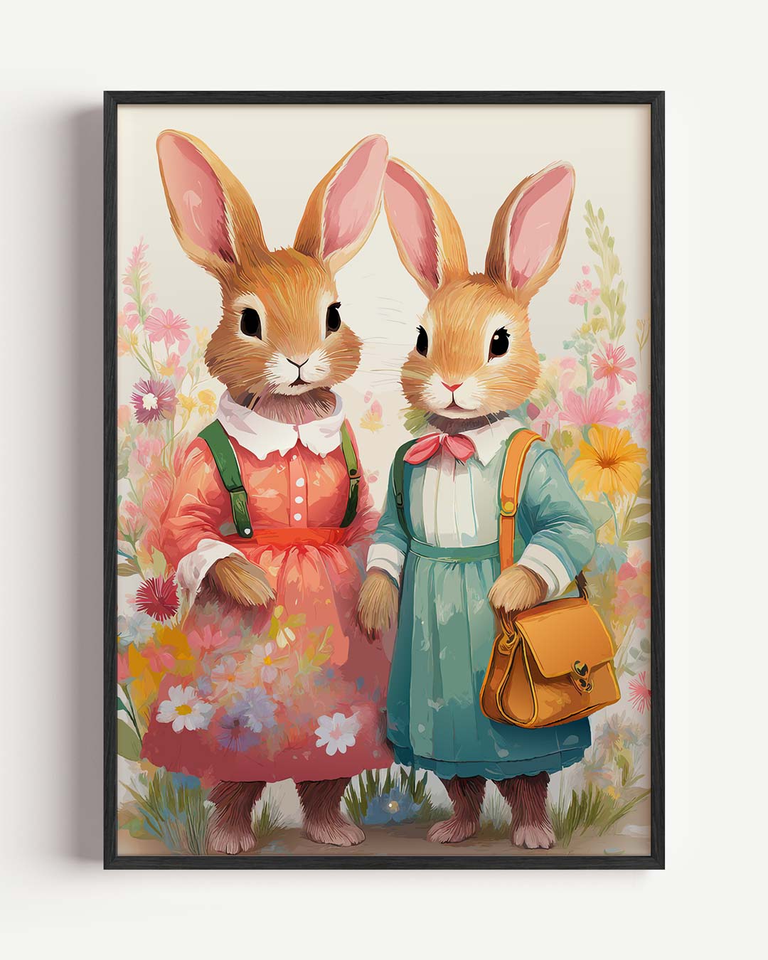 Bloemenfeest Konijnen Poster-WallArtistic