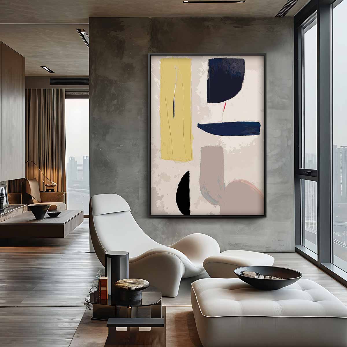 Moderne Abstracte Compositie Kunstwerk-canvas-dibond-plexiglas-wanddecoratie-WallArtistic