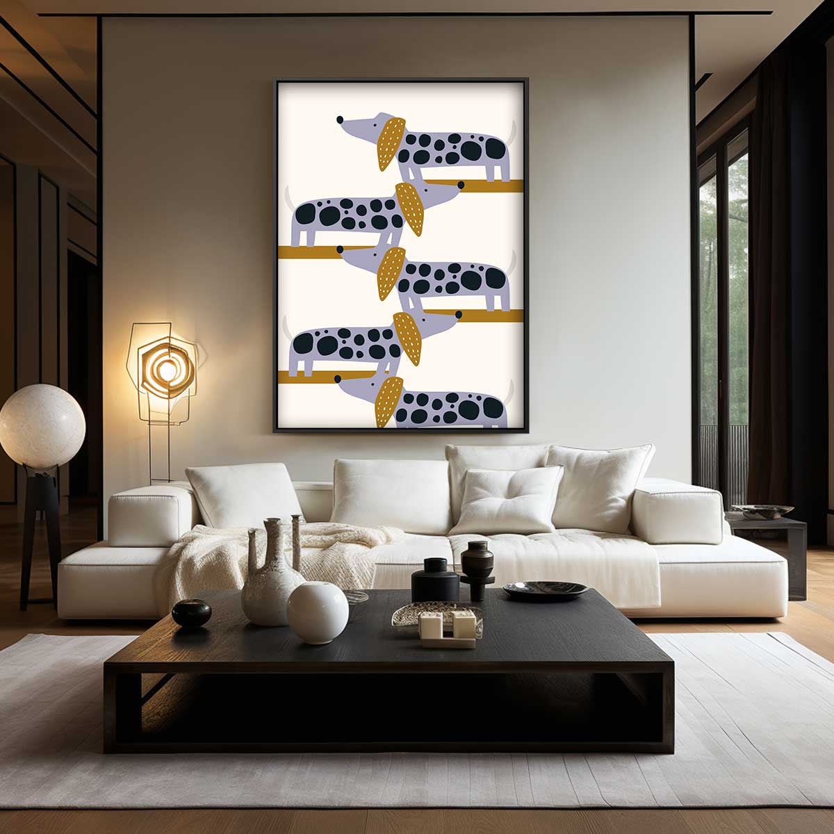 Hondjes in Evenwicht Kunstwerk-canvas-dibond-plexiglas-wanddecoratie-WallArtistic