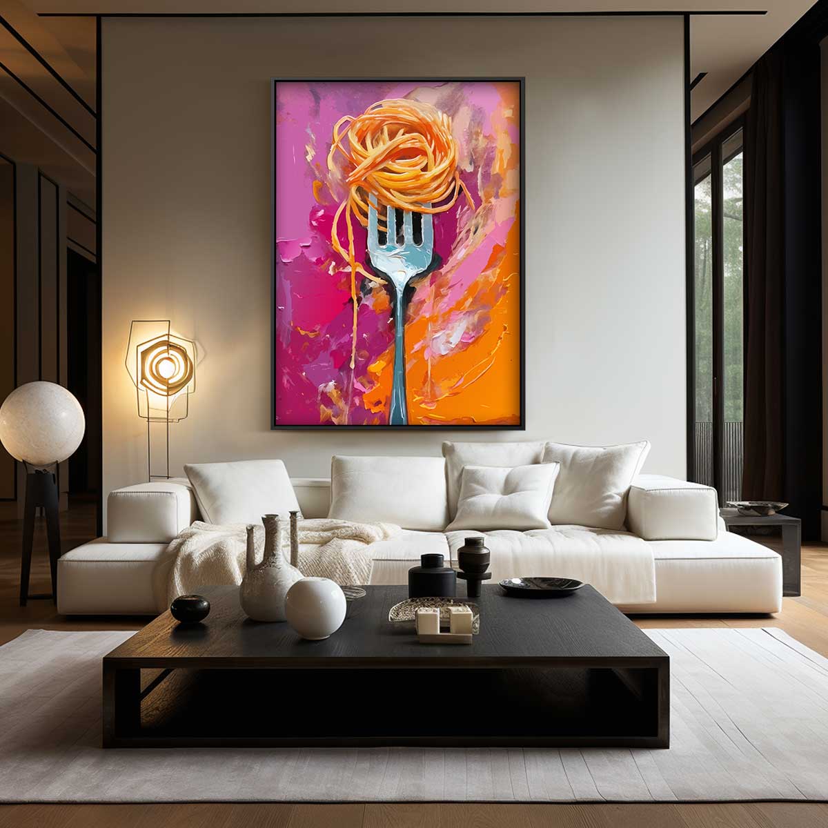 Spaghetti op een Vork Kunstwerk-canvas-dibond-plexiglas-wanddecoratie-WallArtistic