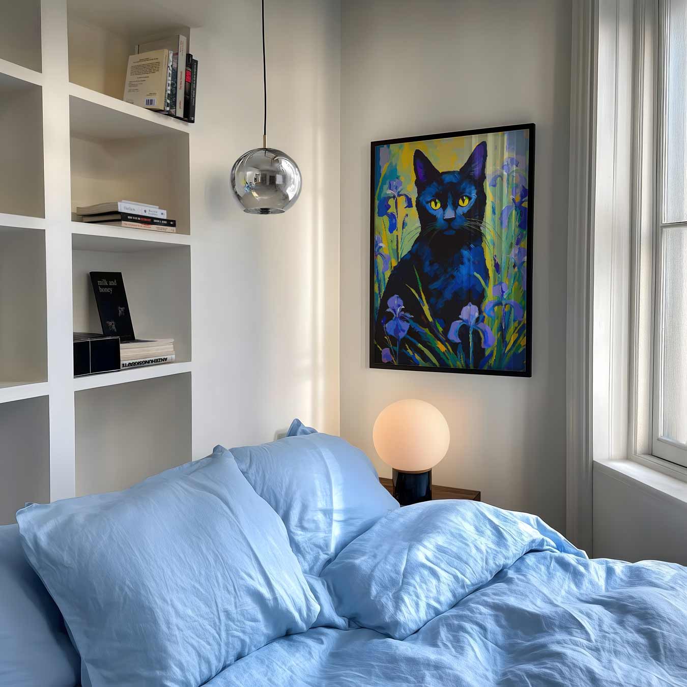 Mystieke Kat en Irissen Poster-WallArtistic