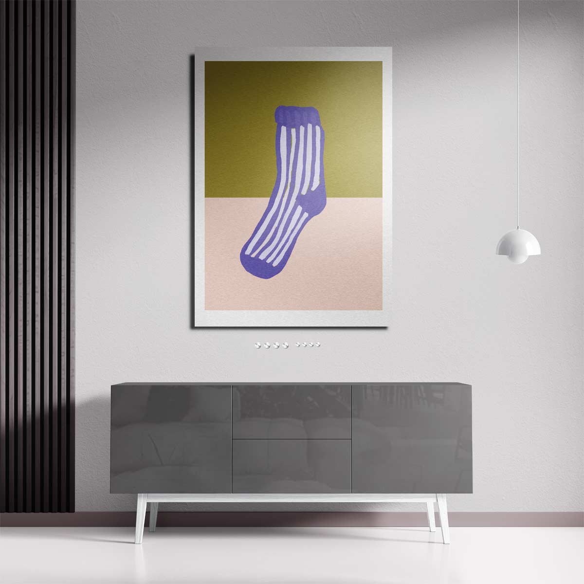 Kleurrijke Gestreepte Sok Schilderij Kunstwerk-canvas-dibond-plexiglas-wanddecoratie-WallArtistic