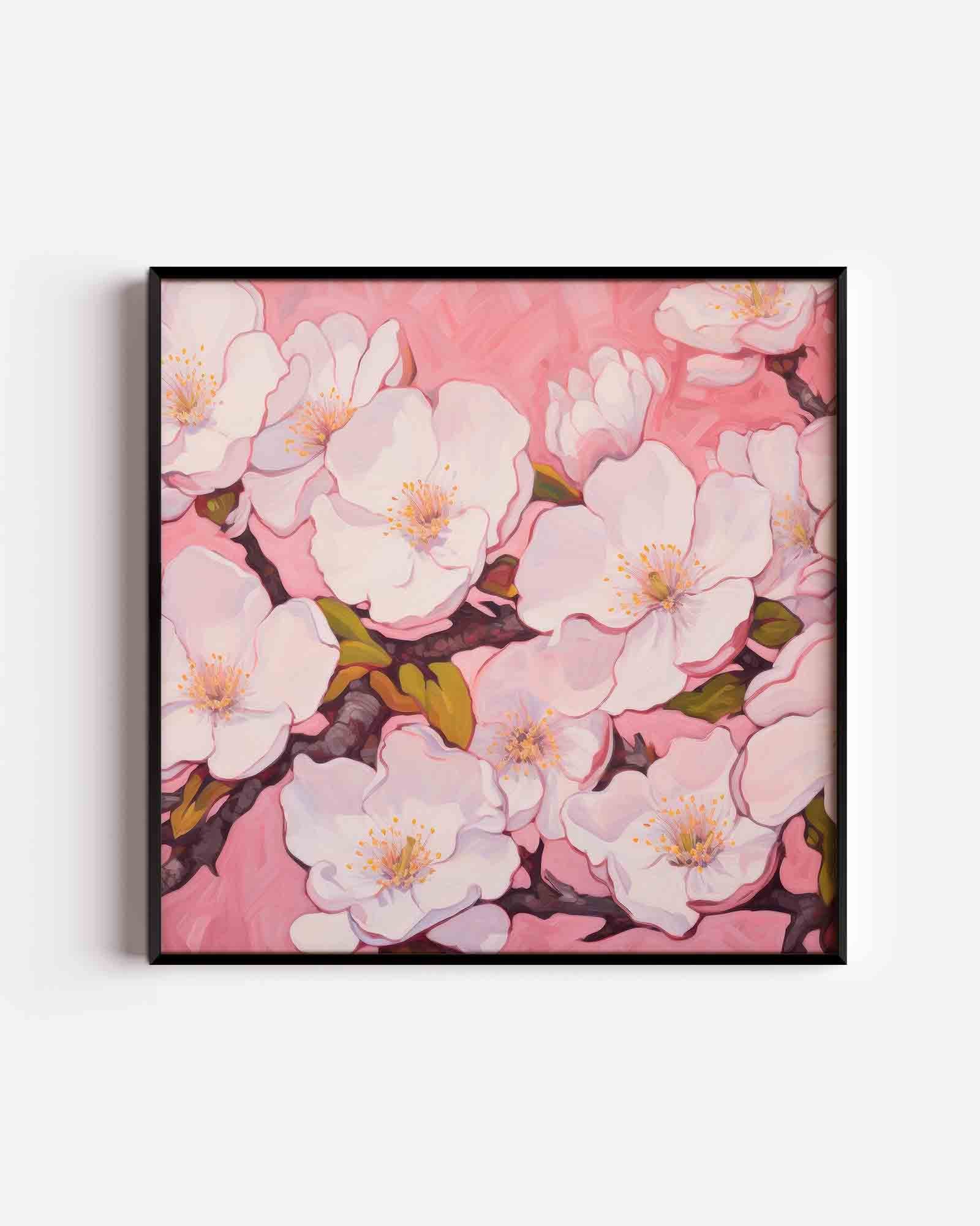 Bloesem op roze Poster