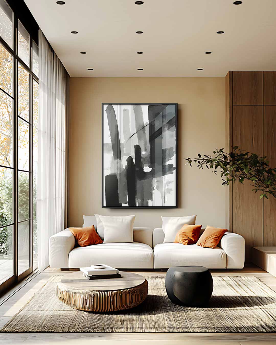 Moderne Sluier van Zwart & Wit Kunstwerk-canvas-dibond-plexiglas-wanddecoratie-WallArtistic