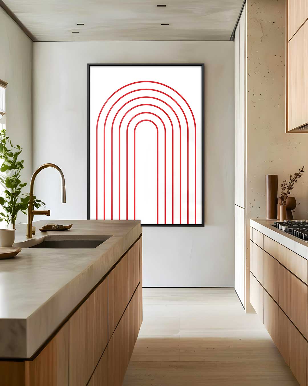 Moderne Rode Boog Kunstwerk-canvas-dibond-plexiglas-wanddecoratie-WallArtistic