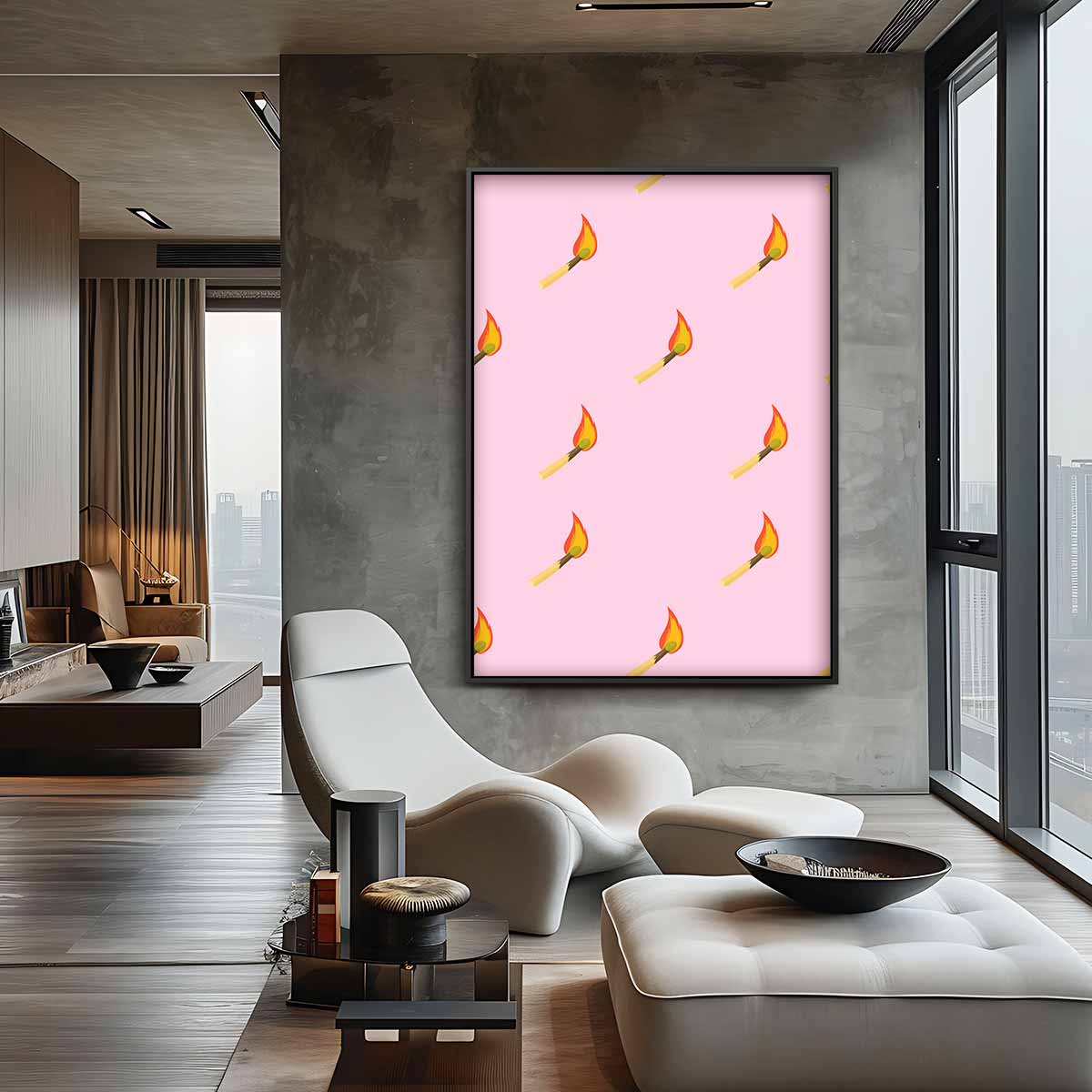Vuur & Roze Kunstwerk-canvas-dibond-plexiglas-wanddecoratie-WallArtistic