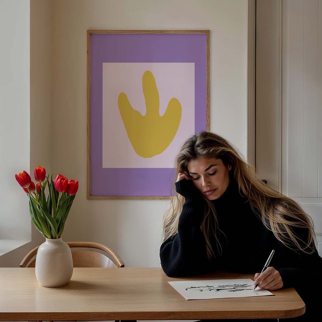 Vrolijke Gele Abstracte Kunstposter-WallArtistic