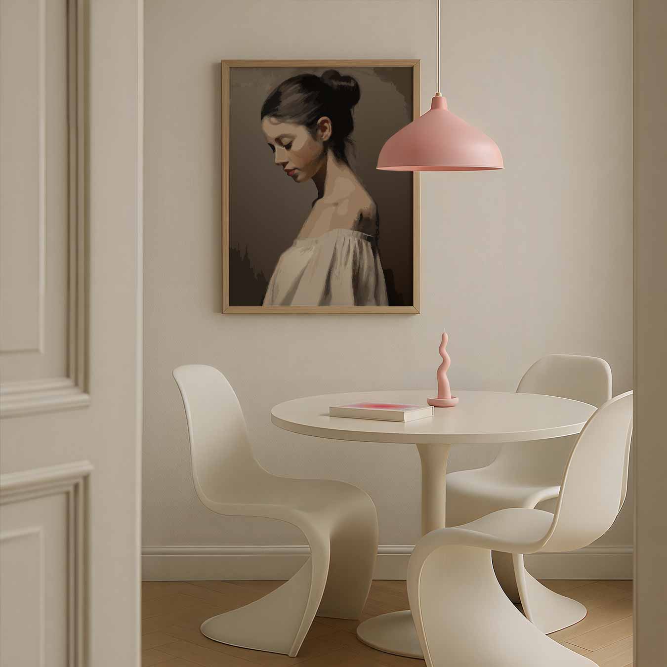 Elegante Portretposter van Vrouw in Bruin Poster