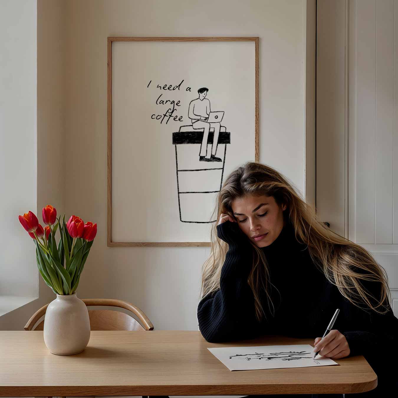 Poster "I Need a Large Coffee Poster-WallArtistic