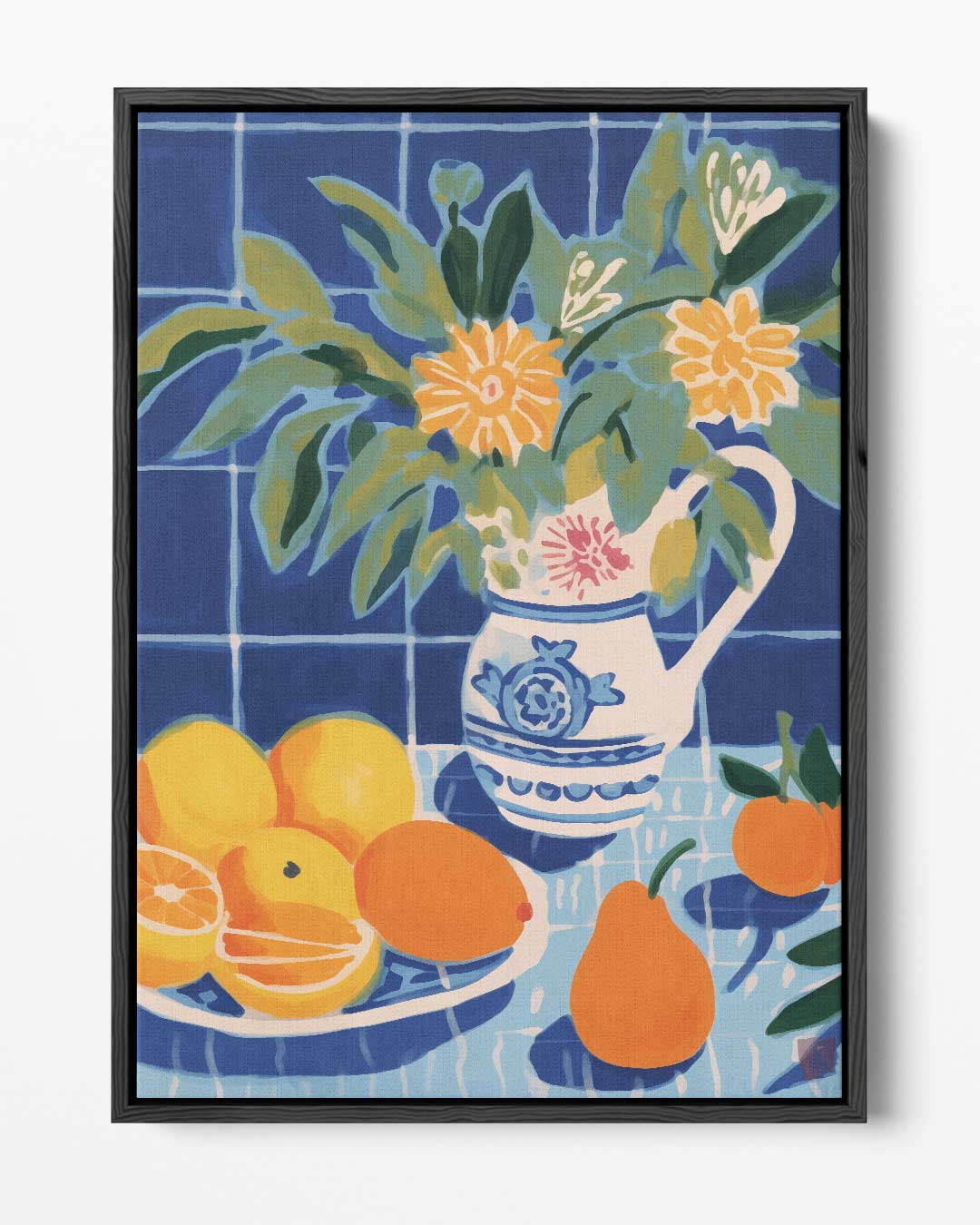 Zomerfruit in Blauwe Keuken Kunstwerk-canvas-dibond-plexiglas-wanddecoratie-WallArtistic