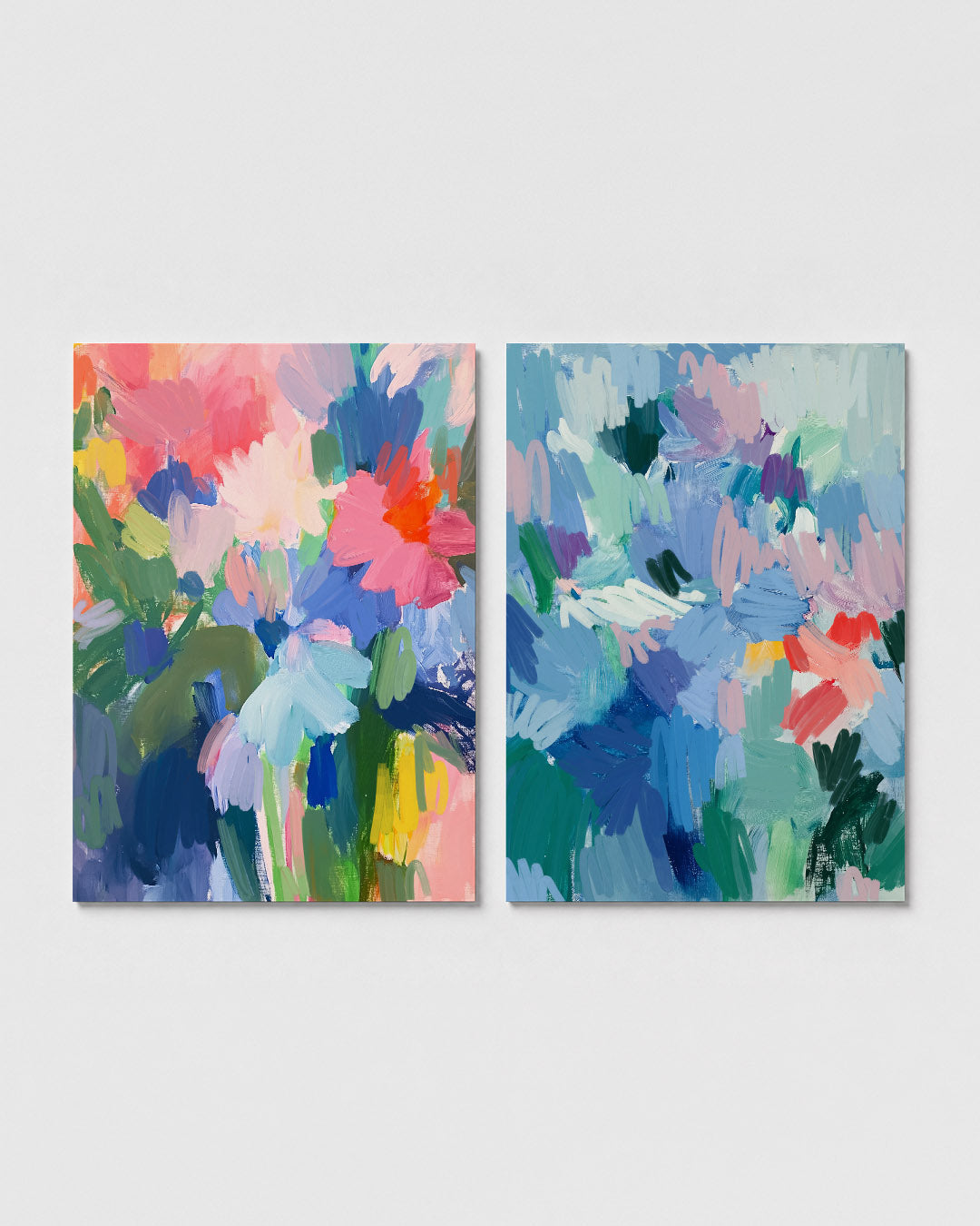 Kleurrijke bloemenvormen Posterset