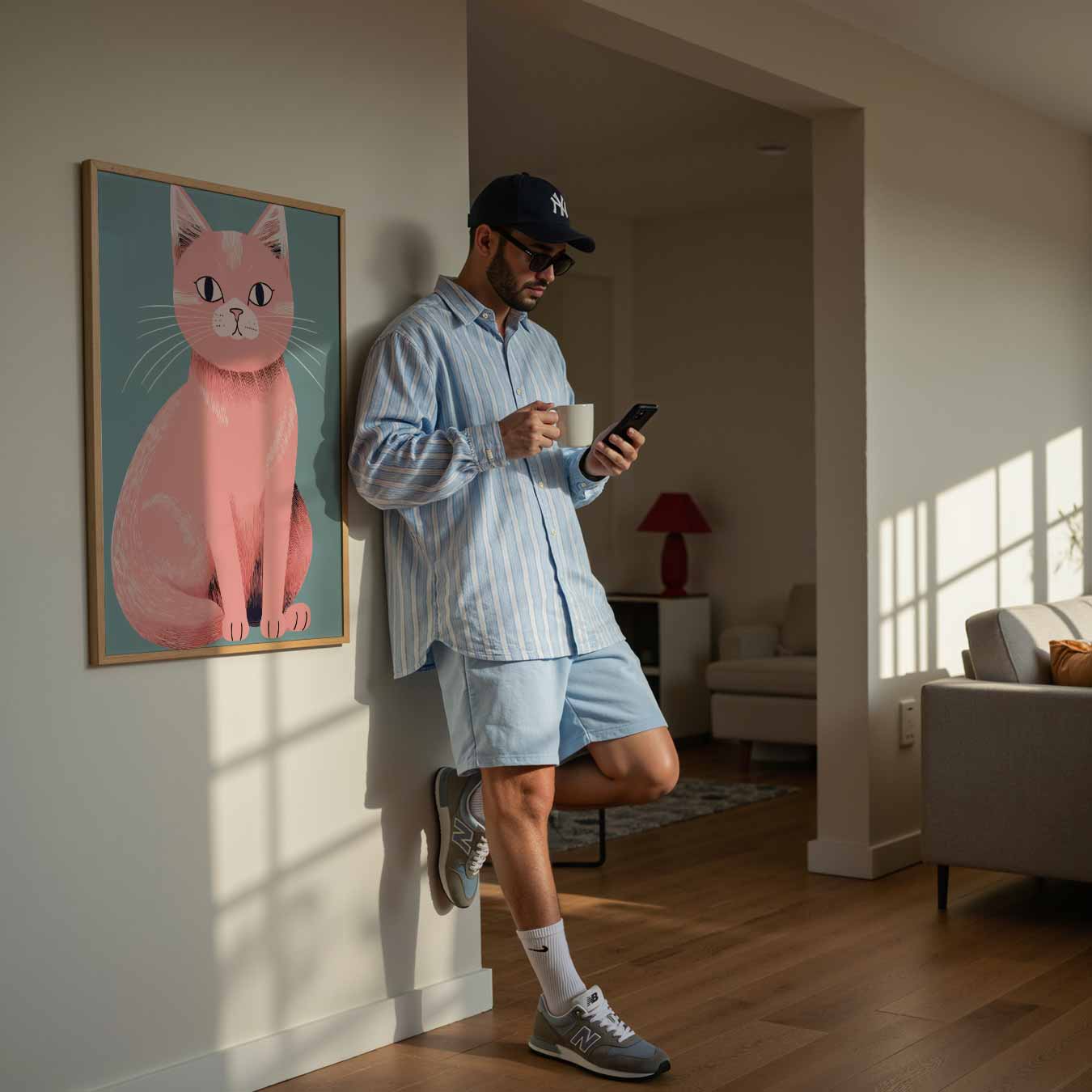 Schattige Roze Kat Poster-WallArtistic