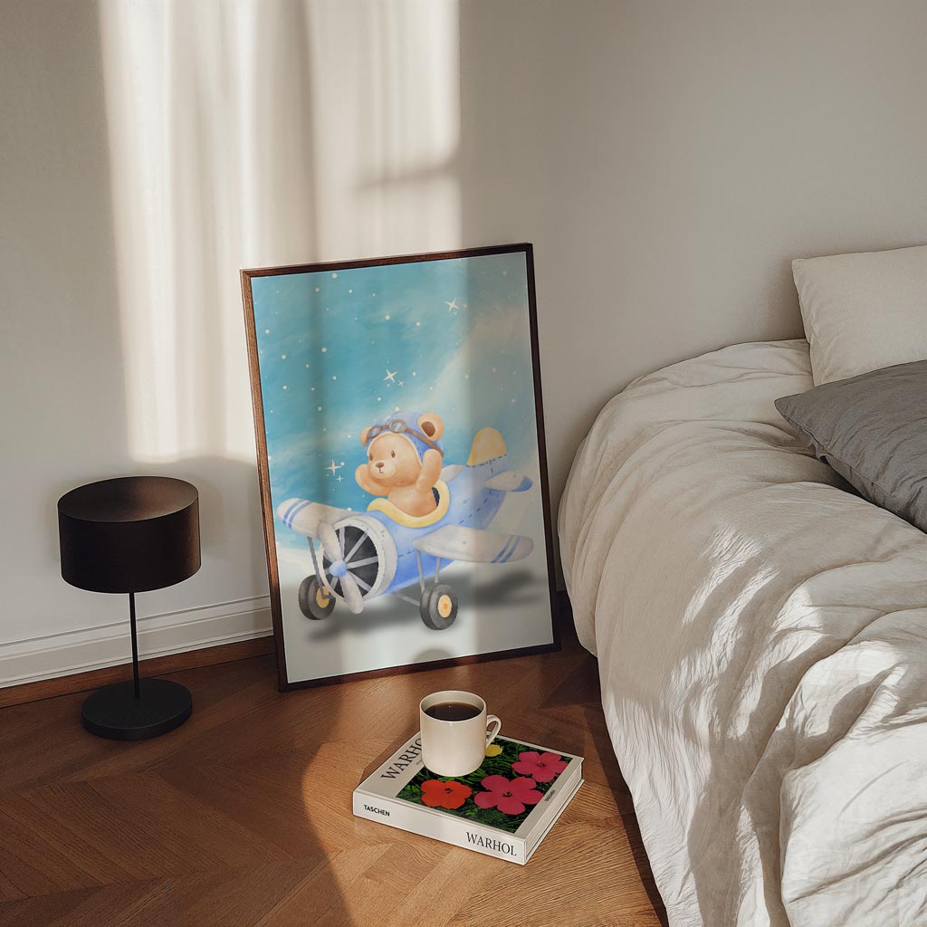 Beer in Vliegtuig Poster-WallArtistic