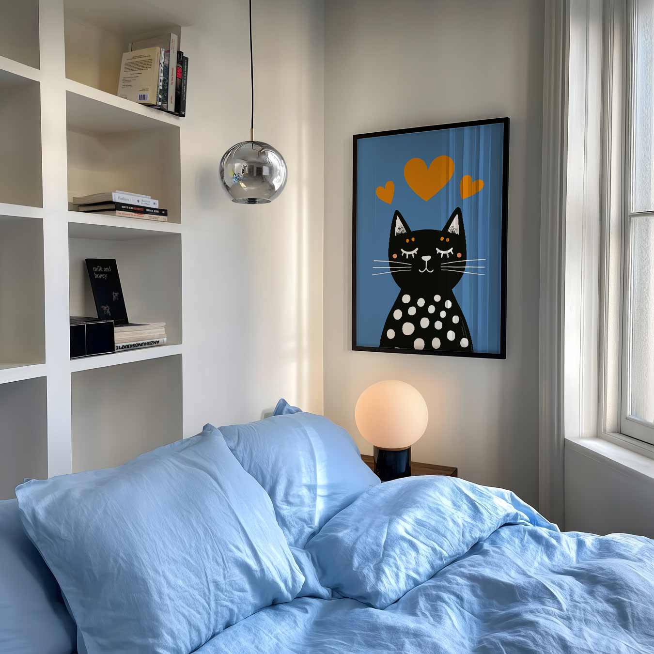 Slaapende Kat met Hartjes Poster