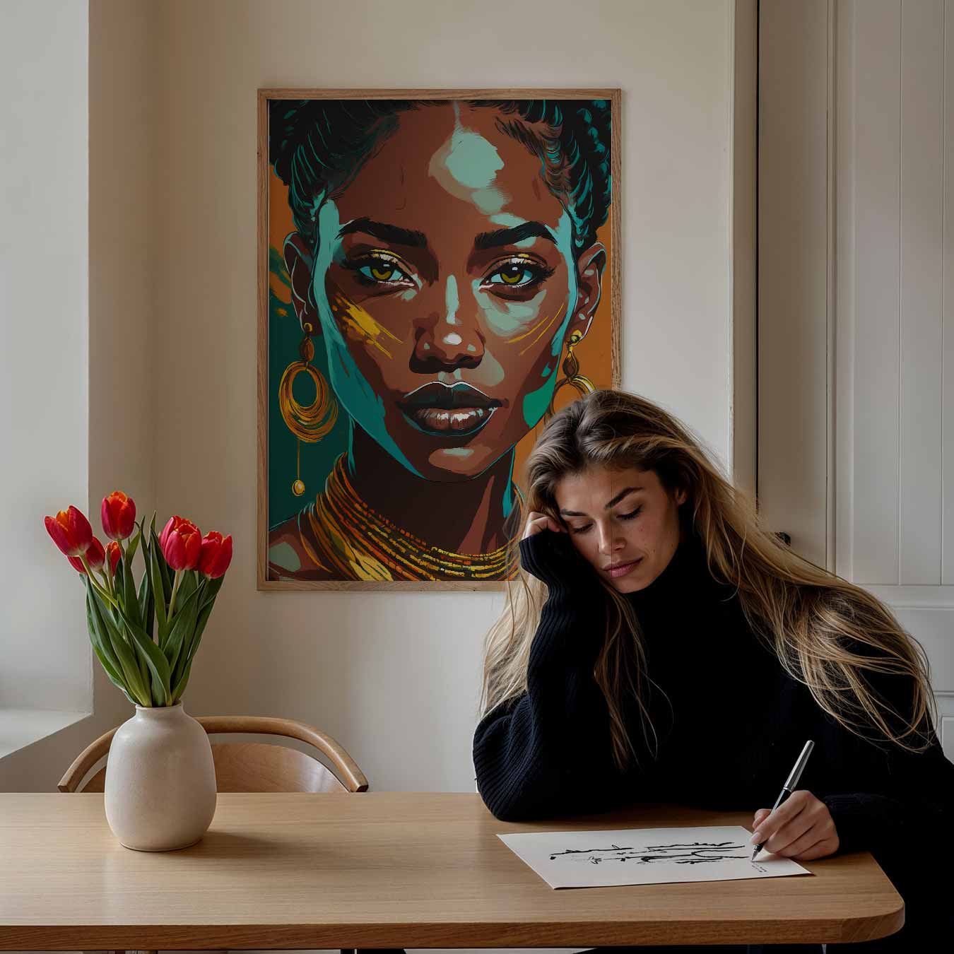 Expressieve Vrouwelijke Kracht Poster-WallArtistic