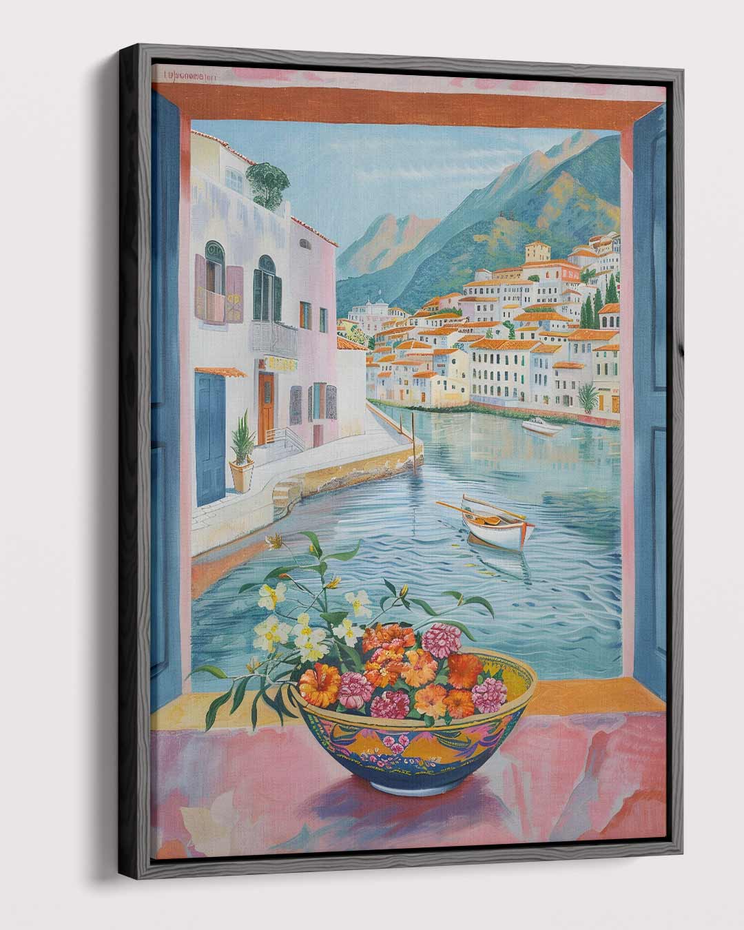 Uitzicht op een Mediterraan Dorp Kunstwerk-canvas-dibond-plexiglas-wanddecoratie-WallArtistic