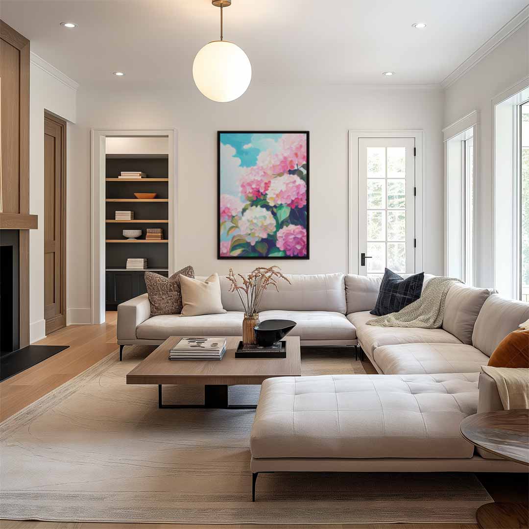 Bloeiende Hortensia's Kunstwerk-canvas-dibond-plexiglas-wanddecoratie-WallArtistic